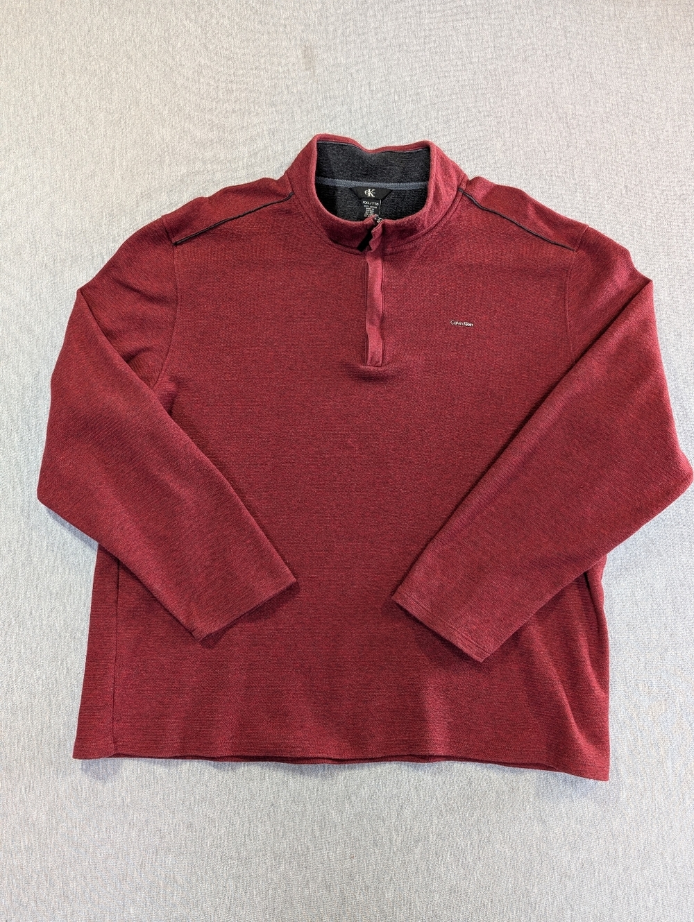 Calvin Klein Quarter Zip Pullover Men's XXL Dark Red Burgundy Heathered
